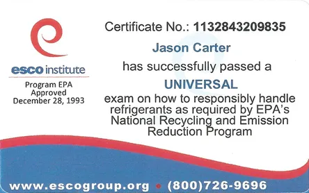 EPA Section 608 Universal Certification