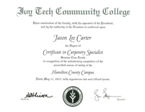 Certificate in Carpentry Specialist