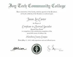 Certificate in Electrical Specialist